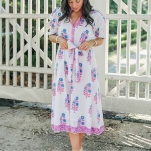 Victoria Dunn NWT XS Radiant Orchid Kiawah Midi Dress Floral Feminine Spring